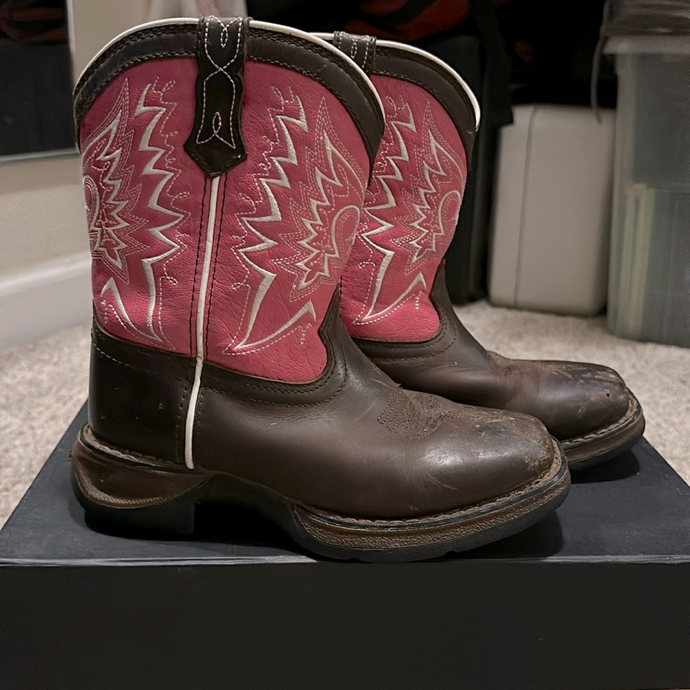 Girls Durango cowboy boots. Tan and pink. Very good condition.